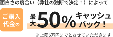 ご購入代金の最大50%キャッシュバック