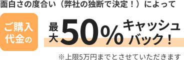 ご購入代金の最大50％キャッシュバック